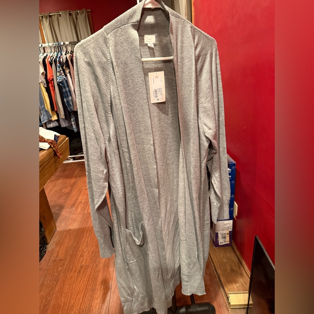 A New Day Light Gray Open Cardigan